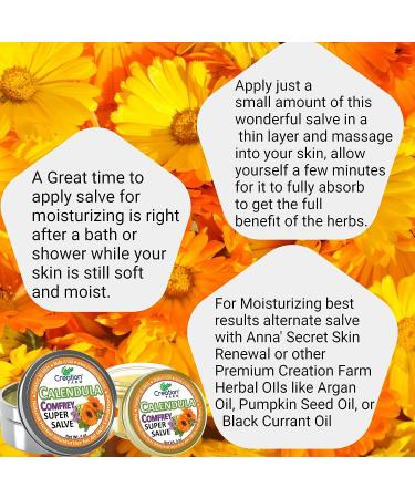 Calendula Comfrey Super Salve 4 oz - Herbal Balm for Eczema & Psoriasis - Made in USA - Buy Online on GoSupps.com