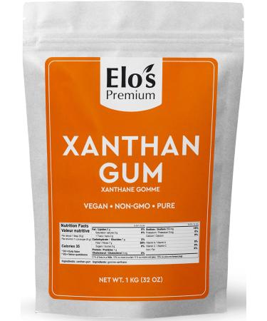 Xanthan Gum (1kg/32oz/1000g) by Elo's Premium| Packaged In Canada| 100% All-Natural Thickener Stabilizer Binding Agent| Non-GMO Organic Vegan Non-MSG & Keto| Food Grade Xanthan Gum Thickener for Soups Sauces Smoothies Shakes & more