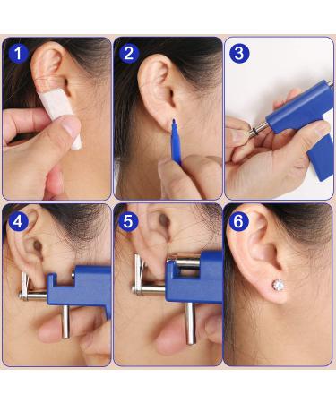 Stainless Steel Body Piercing Tool Set with 12 Pairs Stud Earrings - Blue - Buy Online on GoSupps.com