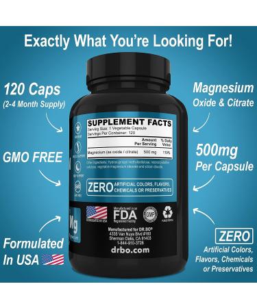 Premium Magnesium Complex Capsules 500mg - Energy Support & Muscle Recovery - 120 Capsules - Buy Online on GoSupps.com