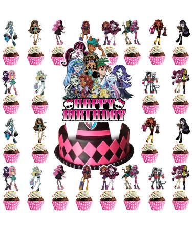 37PCS Cake Decoration Monster Girl Cake Toppers Themed Cake Decoration Cake Topper Themed Birthday Party Supplies for Boy Girl Cake Decoration
