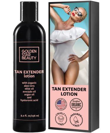 Tan Extender Daily Moisturizer - Best After Tanning Lotion w/Organic Oils and Hyaluronic Acid to Extend Your Tan from Sunless Tanner Spray Tan Sun or Tanning Bed 8.0 fl.oz.- Booklet included