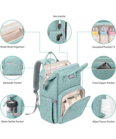 Viedouce Waterproof Baby Changing Diaper Bag - Large Capacity Multi-Functional Backpack with Diaper Support & Stroller Straps - Ideal for Travel in Cyan - Buy Online on GoSupps.com