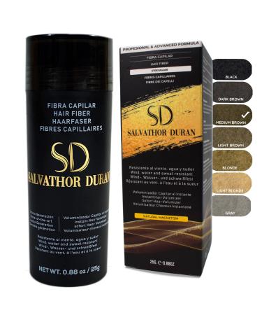 Salvathor Duran Hair Fibres Hair Fibres Hair powder Fibres Thick Fiber Hair Fibre Hair Fiber Hair Fibers Thick Fibre 25g Bottle Completely Conceals Hair Loss (Medium Brown)