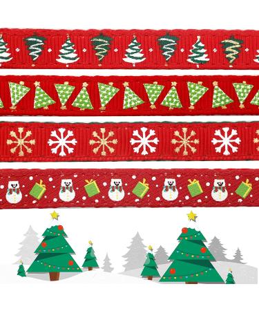 Azuza 4 Pack Plaid Pattern Cat Collar Breakaway with Bell - Adjustable Kitten Collars - Merry Christmas - Buy Online on GoSupps.com