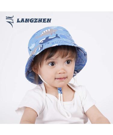 LANGZHEN Baby Girls Beach Sun Hat with Chin Strap | Wide Brim Toddler Kids Summer Play Hat | Whale+Fish School Design | 2-4 Years - Buy Online on GoSupps.com