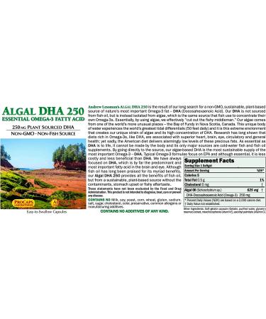 Andrew Lessman Algal DHA 250mg 30 Softgels - Plant-Based Omega-3 with High DHA & Potency | Non-GMO, Easy to Swallow, No Fishy Aftertaste - Buy Online on GoSupps.com
