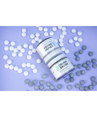 Crush & Brush Toothpaste Tablets - Mint Charcoal in Glass Jar - 60g (80 Tablets) | Eco-Friendly Dental Care - Buy Online on GoSupps.com