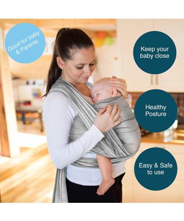 100% Cotton Baby Wrap Carrier - Light Grey | For Newborns & Babies Up to 15 Kg | Includes Storage Bag & Bib | By Makimaja - Buy Online on GoSupps.com