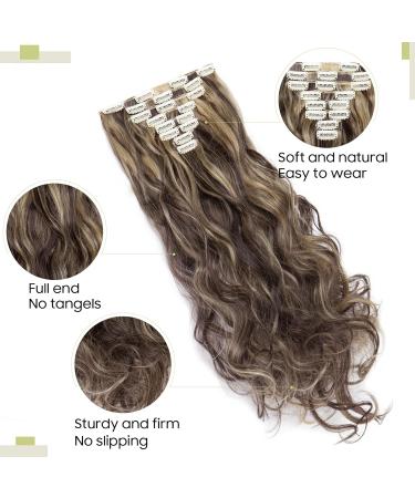 Buy S-noilite Clip-In Hair Extensions - 8PC Partial Set 18 Clips 60cm Dark Brown & Ash Blonde - Natural Look for Effortless Style - Buy Online on GoSupps.com