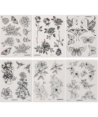 37 Sheets Black Flower & Butterfly Temporary Tattoos Waterproof Long-Lasting Body Art Stickers Fake Tattoos For Women Girls - Buy Online on GoSupps.com