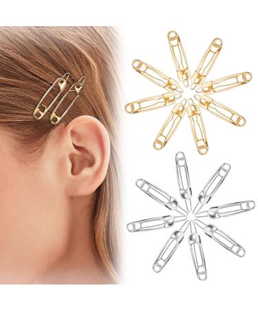 OIIKI 20PCS Goth Hair Clips  Safety Hair Pins  Alloy Brooch Pin Shape Barrettes  Hair Clips  Hollow Headwear Hair Accessories for Girls  Women Daily Use -Silver  Gold