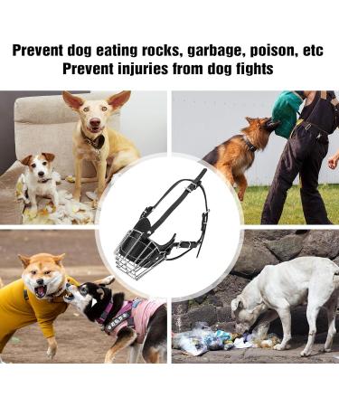 Breathable Metal Dog Muzzle for Medium & Large Dogs | Adjustable Leather Leash Included - Buy Online on GoSupps.com