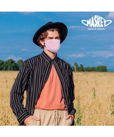 MASKEY Pink Washable Reusable Face Mask | 3 Layers Blended Cotton | Unisex & Stylish | Made in London UK | Lasts 100+ Washes - Buy Online on GoSupps.com