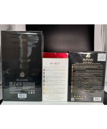 Lattafa Fakhar 3-Piece Set for Unisex (3.4 Oz Bade'e Al Oud For Glory+ 3.4 Oz Ana Abiyedh Rouge + 3.4 Oz Maahir Black Edition) collection - Buy Online on GoSupps.com