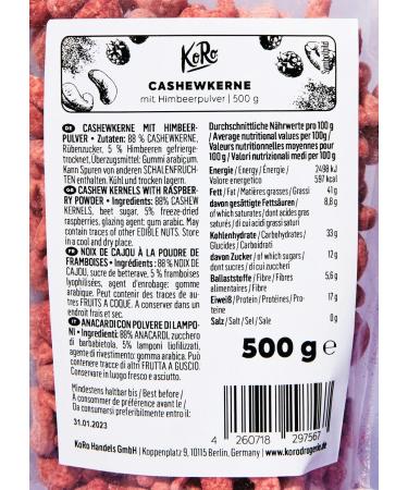 KoRo - Cashew nuts with raspberry powder 12 x 500 g - Buy Online on GoSupps.com