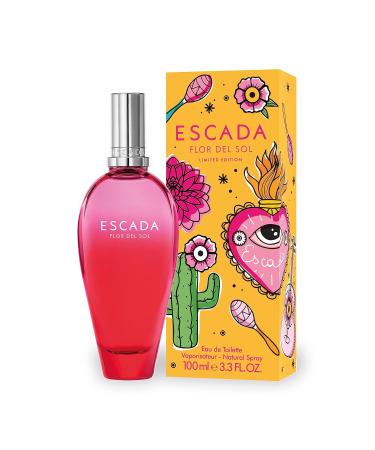 Escada Flor del Sol Eau de Toilette Women's Floral Perfume With Notes of Fresh Tequila Sunrise Accord Dahlia Blossom & Sandalwood Luxury Perfumes for Women Long Lasting Fragrance 3.3 Fl Oz (Pack of 1) - Buy Online on GoSupps.com