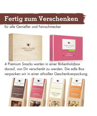 Wellnuss Ladies Night Premium Gift Set for Women | High-Quality Birch Wood Box | 4 Exceptional Nut & Chocolate Snacks | Perfect Delicacy Gift for Girlfriend & Mother - Buy Online on GoSupps.com