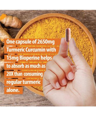 Vegan Turmeric Curcumin with Black Pepper - Joint Support Supplement - 2665mg Curcumin - 20X Absorption - 2 Month Supply - Buy Online on GoSupps.com