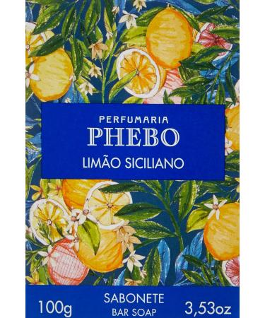 Linha Mediterraneo Phebo - Sabonete em Barra Cremoso Limao Siciliano 100 Gr - (Phebo Mediterranian Collection - Creamy Bar Soap Sicilian Lemon 3.5 net Oz)
