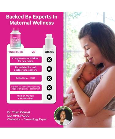 Pink Stork Total Postnatal Multivitamin + Postpartum Mood Support - Folate B12 Ashwagandha Chamomile Support Nutrition Postpartum Mood and Stress Bundle - Buy Online on GoSupps.com