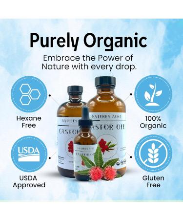 Natures Aura Organic Castor Oil 16.9 Oz | Cold Pressed Hexane-Free USDA Approved | Free Mascara Wands Included - Buy Online on GoSupps.com