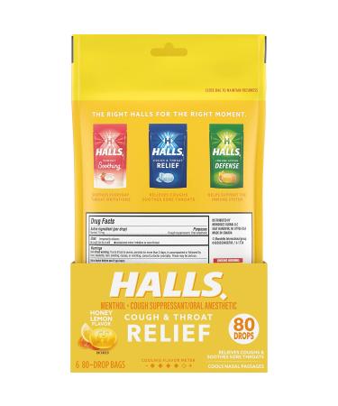 Halls Relief Honey Lemon Cough Drops Economy Pack 6 Packs of 80 Drops (480 Total Drops) 80 Count (Pack of 6) - Buy Online on GoSupps.com