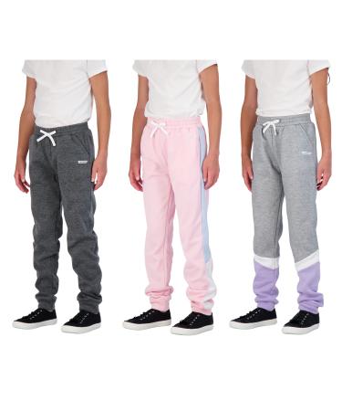 Hind 3-Pack: Girls Sweatpants Active Multipack Fleece Jogger Pants for Girls Athletics 14-16 Heather-light Pink-charcoal