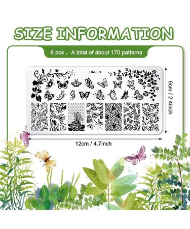 Whaline 6Pcs Flower Butterfly Nail Art Stamping Plates - Floral & Butterfly Image Templates for Women's DIY Manicure - Spring/Summer Salon Design Kit - Buy Online on GoSupps.com