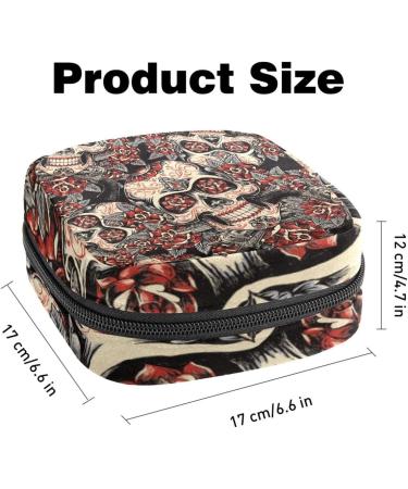Rosen Sugar Skull Menstrual Pad Bag | Stylish Sanitary Napkin Storage for Teens & Women | Zipper Pocket for Menstrual Cups - Buy Online on GoSupps.com