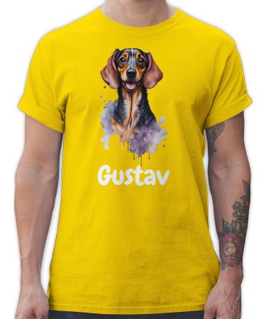 Gift with name personalized by Shirtracer - T-Shirt Men - Dogs - Dachshund - Dog Owners Gift 09 Yellow L