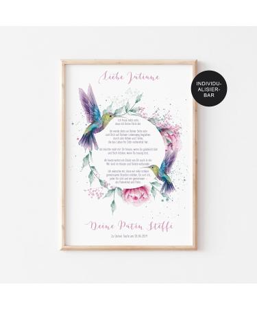 Personalized Godparent Letter - Pink Flower Circle Baptism Gift for Godparents - Buy Online on GoSupps.com