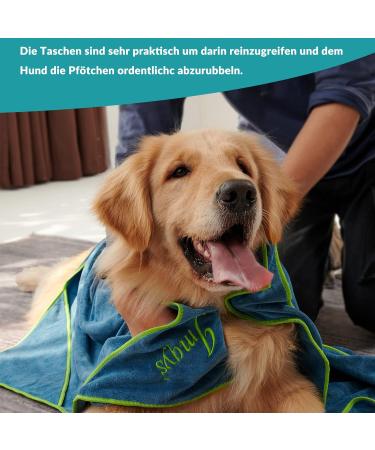 JMQYS Extra Absorbent & Quick-Dry Microfiber Dog Towel | Perfect Bath Towel for Small to Medium Dogs & Cats | 90x50cm Sea Blue - Buy Online on GoSupps.com