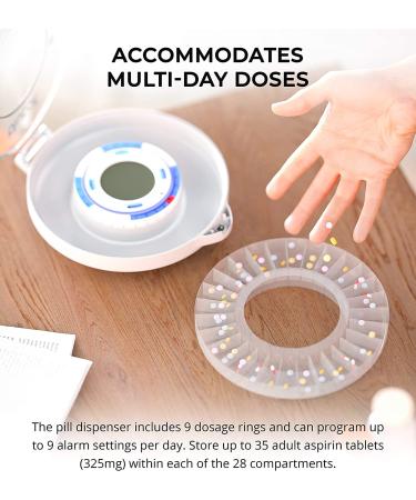 Blucoil Automatic Pill Dispenser with Medication Alarm Reminder, LED Flasher, and Dual Safety Locks (28-Day) - Buy Online on GoSupps.com