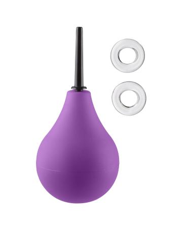 Premium Deluxe Enema Douche EZ Squeeze Bulb with Soft Nozzle Taperd Tip & Bonus C Rings Purple/Black
