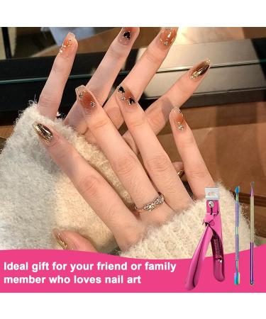 Acrylic Nail Clippers Nail Tips Cutter for Acrylic False Fake Gel Artificial Nails Professional Manicure Pedicure Trimmer Nail Care Tools Nail Trimmer with Cuticle Pusher Triangular Cuticle Peeler - Buy Online on GoSupps.com