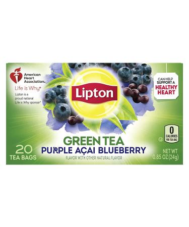 Lipton Purple Acai Blueberry Green Tea Bags - 1.13 oz (20 Count, Pack of 6) - Buy Online on GoSupps.com