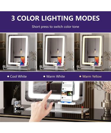 Hasipu Vanity Mirror - 16 12 LED Lighted Makeup Mirror with Smart Touch Controls and 3 Modes Light - 360 Rotation, Round White - Buy Online on GoSupps.com