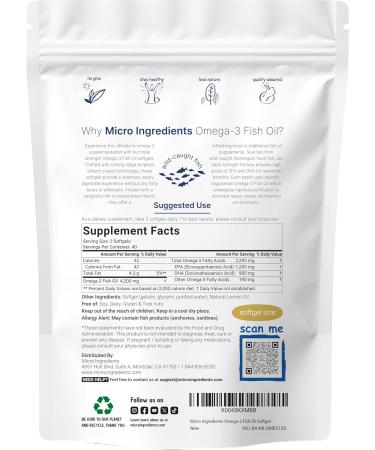 Micro Ingredients Vitamin D3 5 000iu + K2 100mcg Softgels & Omega-3 Fish Oil 120 Softgels Bundle 2 Pack | Essential Sunshine Vitamins | Wild-Caught Fish Lemon Flavored Burpless - Buy Online on GoSupps.com