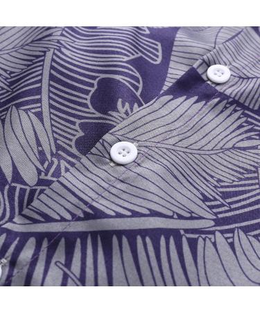 Palm Leaf Print Men's Hawaiian Shirt - Retro Slim Fit Casual Button Down - Navy X-Large - Buy Online on GoSupps.com