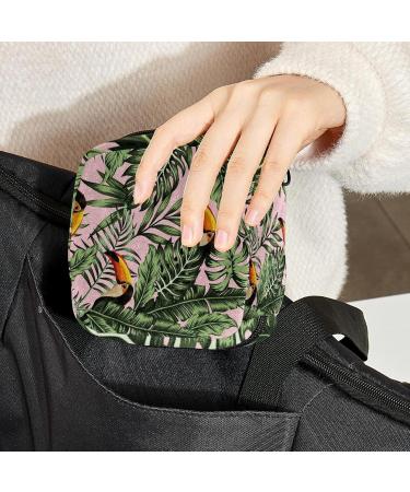 Jungle Palm Monstera Leaves Sanitary Napkin Storage Bag | Portable Menstrual Cup Holder for Women & Teens - Stylish Design - Buy Online on GoSupps.com