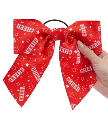 20 Pack 8 Inch Cheer Bows for Women & Girls - Elastic Ponytail Holders for Softball, Volleyball, Gymnastics - Large Bulk Polyester Hair Ribbons - 2 Designs Red & White - Buy Online on GoSupps.com