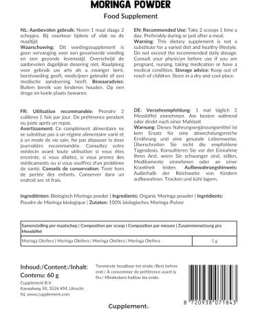 Cupplement - Moringa 60g - Organic - Free Scoop - Superior Quality Powder - Buy Online on GoSupps.com