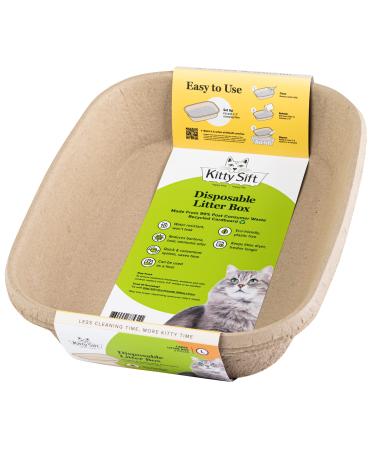 Kitty Sift Disposable Sifting Litter Box and Liners, Scoop-Free, Large and Jumbo Sizes Litter Box Only (Large) 6 Piece Set