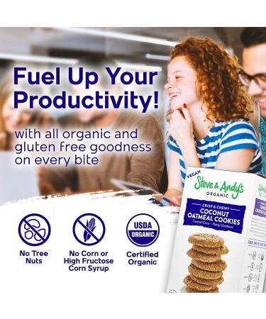 Steve and Andys Soft & Chewy Oatmeal Coconut Cookies - Gluten-Free Dessert, No Corn Syrup, Tree Nuts, Kosher, Non-GMO (2 Pack) - Buy Online on GoSupps.com