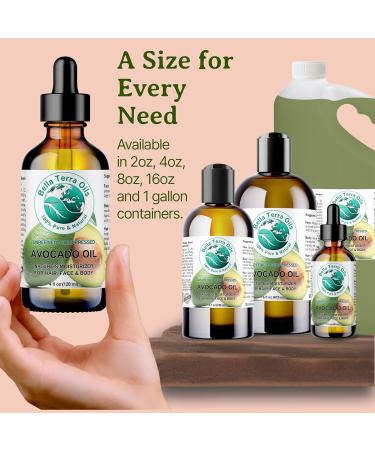 Bella Terra Avocado Oil 8 oz - Cold-Pressed Rich in Oleic Acid & B-Vitamins for Skin Care - Premium Natural Oil - Ships Internationally - Buy Online on GoSupps.com