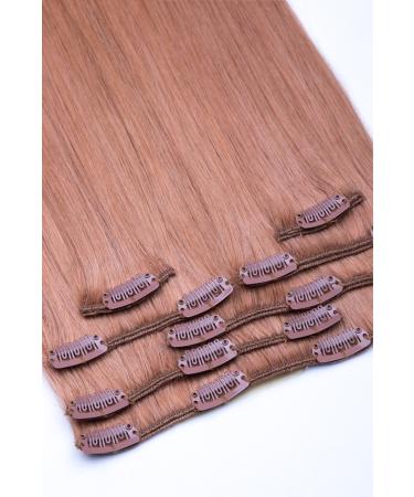 Clip In Extensions Set 100% Real Hair 7 pieces 70g Hair Extension 45cm Clip-In Hair Extension No. 27 Honey Blonde