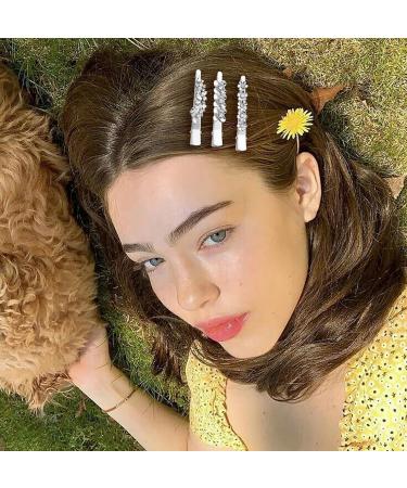 4PCS Rhinestone Flower Hair Barrettes Alligator Hair Clips for Women - Silver - Buy Online on GoSupps.com