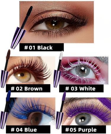 5D Black Mascara Voluminous Waterproof-1Pcs Silk Fiber Tubing Mascara for Eyelashes Volume and Length Curling Eye Lash Longlasting Smudegproof Colored Mascara Liquid Lash Extensions Mascara for Women 01# Black - Buy Online on GoSupps.com