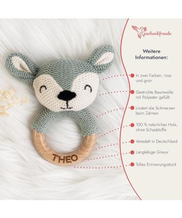 Buy Personalized Wooden Bite Ring for Babies | Custom Name Greifling | Perfect Newborn Gift for Boys & Girls | Cute Baby Rattle in Blue - Buy Online on GoSupps.com